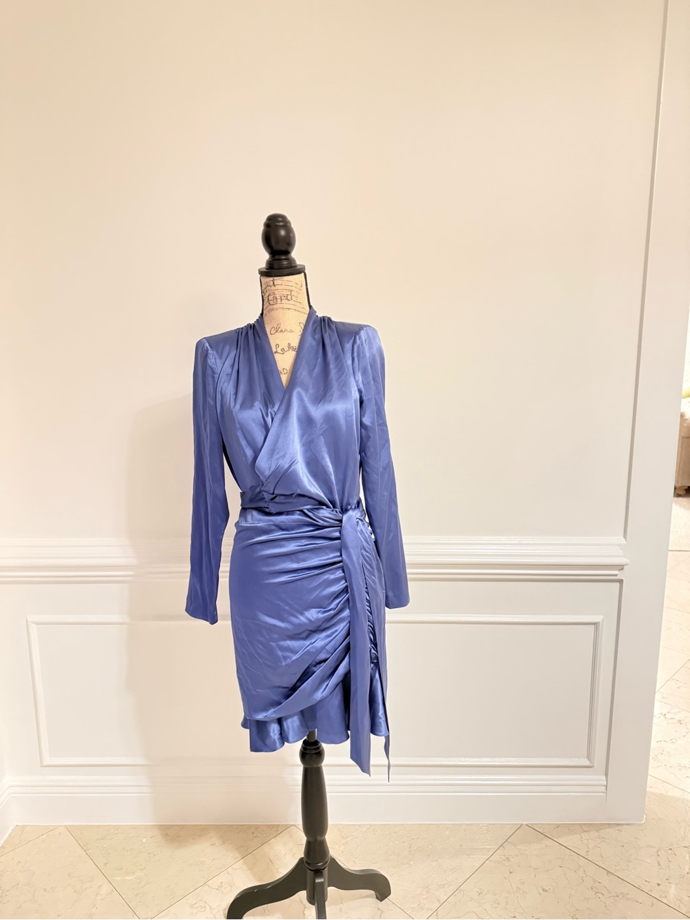 Veronica Beard Periwinkle Satin Wrap Mini Dress